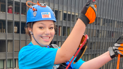 Wish alum Isabella rappels during Over the Edge
