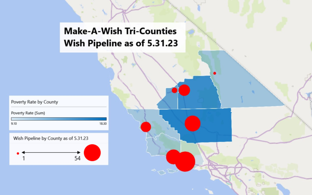 Wish Pipeline heat map for Tri-Counties chapter region
