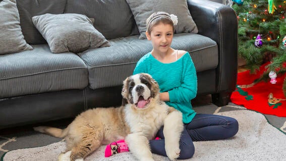 Wish kid Kaelee and dog