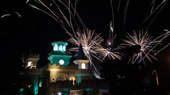 Fireworks over the Samuel & Josephine Plumeri Wishing Place