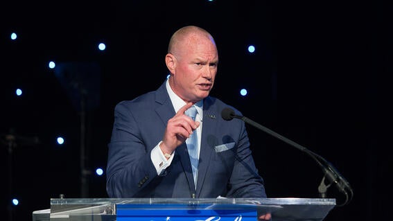 Make-A-Wish New Jersey President & CEO Tom Weatherall addresses a crowd of 700 guests