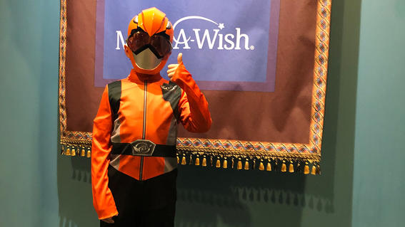 8-year-old Tyler's wish to become the first ever Orange Power Ranger comes true