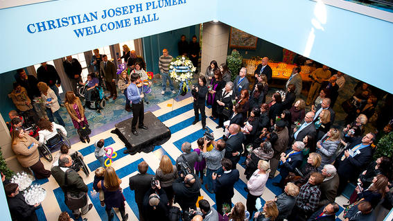 Guests in the Christian Joseph Plumeri Welcome Hall moments after the ribbon cutting.