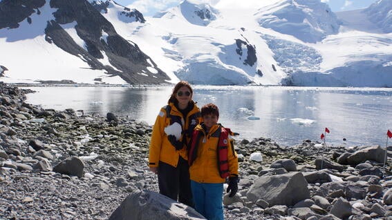 Sachin and mom in Antarctica