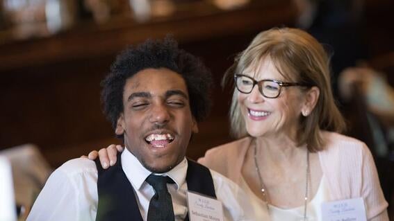 Wish kid Sebastian and Wish Society member Beth