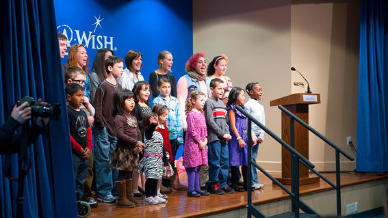 Wish kids at the grand opening of the Wishing Place