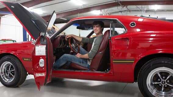 Ethan's inside '69 Mustang restoration