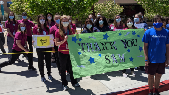 Healthcare workers and supporters at Sam's wish