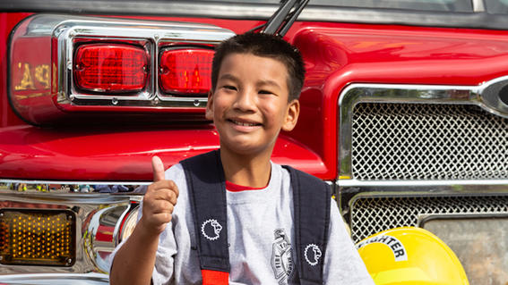 Samuel the firefighter after a successful wish!