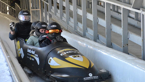 Wish kid Tiago bobsledding