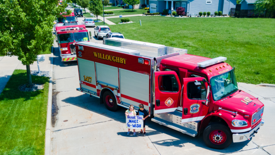 wish kid Ava celebrating her wish being granted