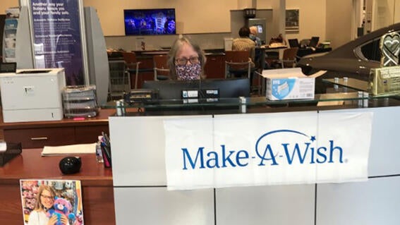 Subaru of Moon Township shows their support to wishes at the front desk.