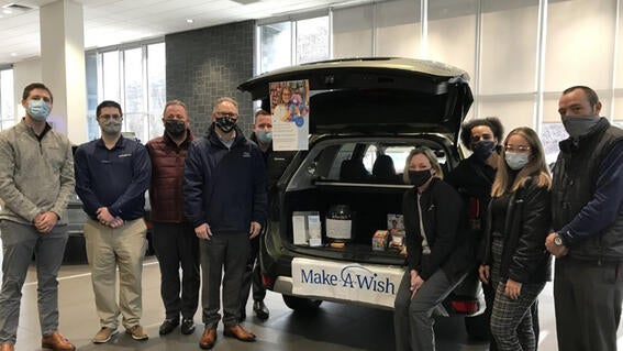 Pictured here are the wonderful staff at Subaru of Moon Township, ready to give back to their community this holiday.