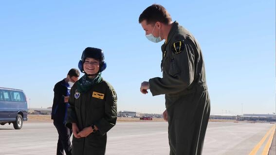 Liam right after the jet with his name on it takes off for maneuvers.