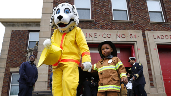 Tyren and his Dalmatian mascot
