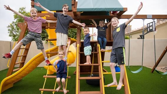 The playset is something his whole family can enjoy.
