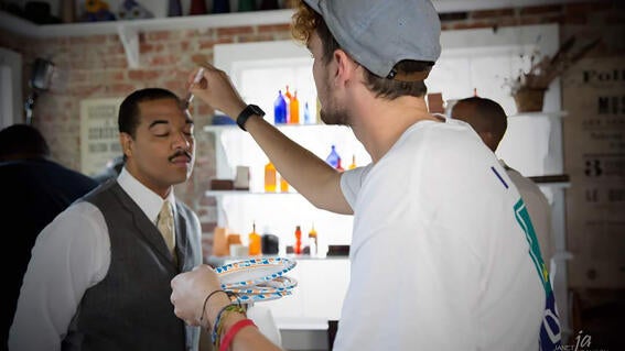 Wish Alumni Ryan today on a film set