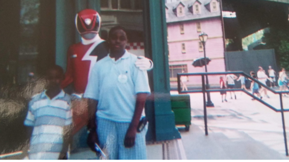 Tyler and brother with the Power Rangers