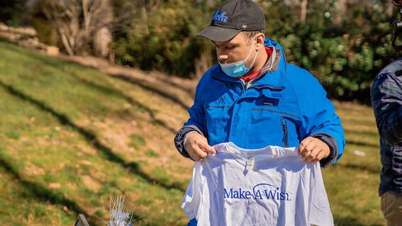 Luke with his Make-A-Wish shirt