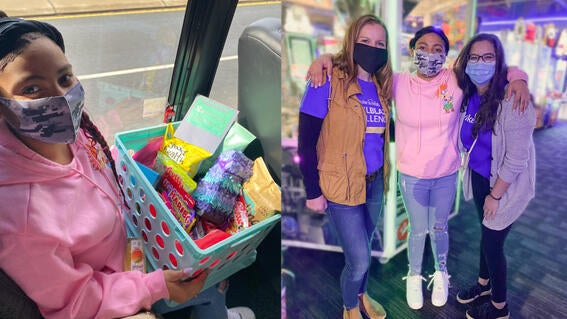 Sierra's shopping spree wish with volunteer Kim