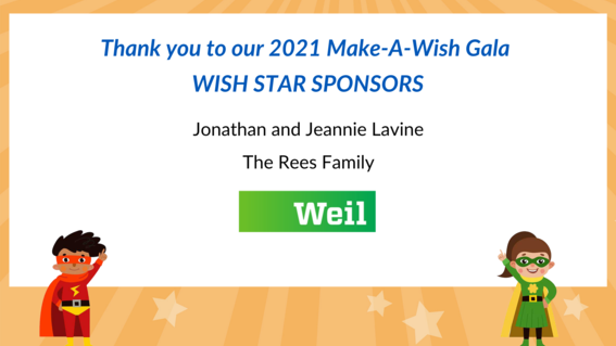 The names and logos of the Make-A-Wish Gala Wish Star Sponsors