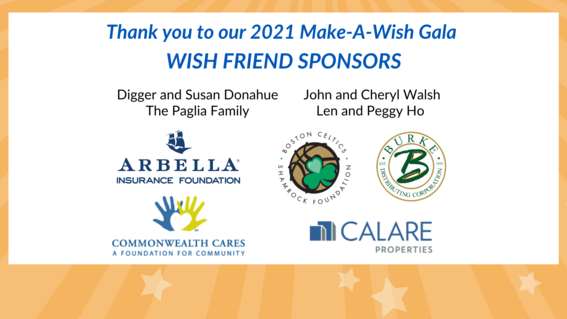 The names and logos of the Make-A-Wish Gala Wish Friend Sponsors