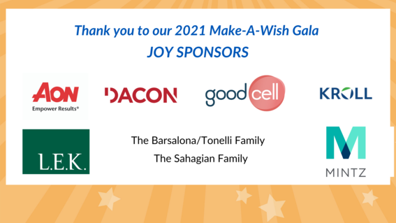 The names and logos of the Make-A-Wish Gala Joy Sponsors