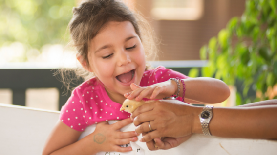Wish kid Sabrina and baby chick
