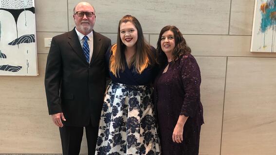Ellison with her parents at Wish Ball 2018