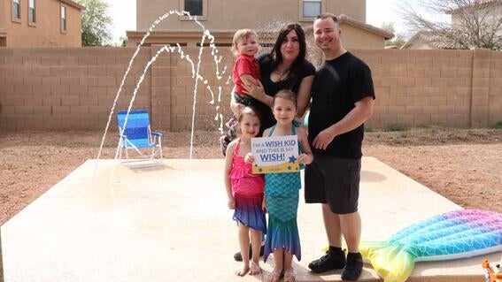 Arya and her family were excited to start the summer with her new wish splash pad.