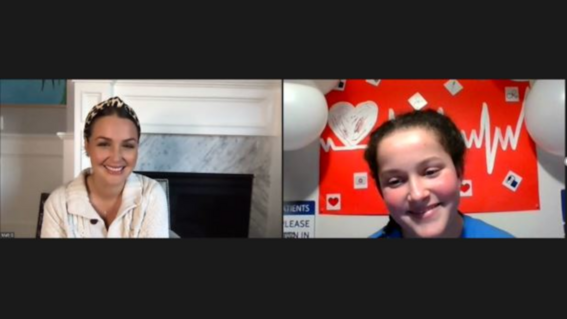 Screenshot showing Giulia meeting Grey's Anatomy cast member Camilla Luddington