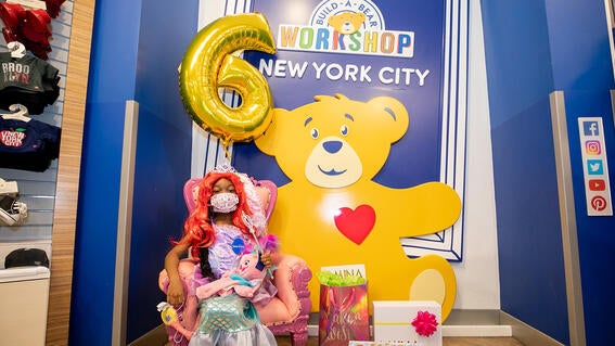 Wish kid Amina celebrates her 6th birthday at Build-A-Bear