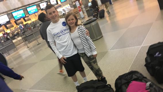 Jackson and his sister at the airport.