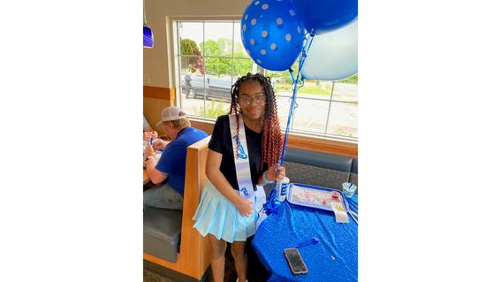 Carrington at Culver's during her wish. 