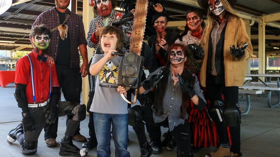 Jackson and scare actors at Carowinds