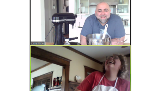 Kayleigh baking with Duff Goodman 