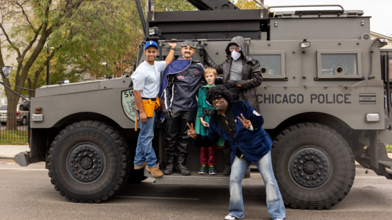 Cyrus and CPD team on truck