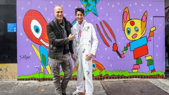 Nigel and Jack Barker with Mural
