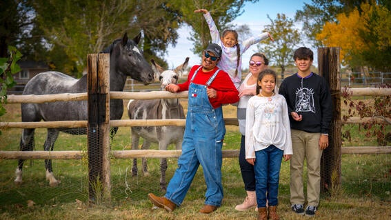 Walk for Wishes Ambassador Annie - Family Pic with Donkey