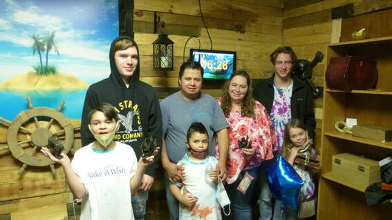 Levi and his family in the pirate room