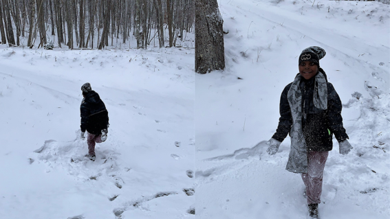 Kayden woke up to snow! He immediately took off running and had a blast playing