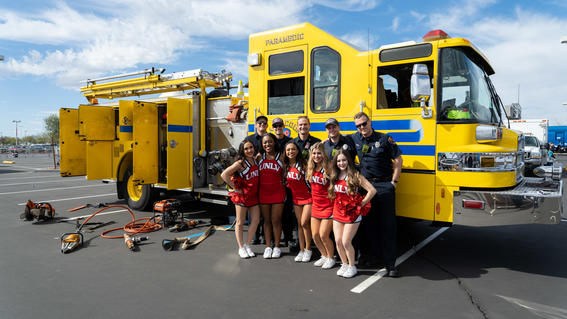 UNLV Cheer and Firefighters