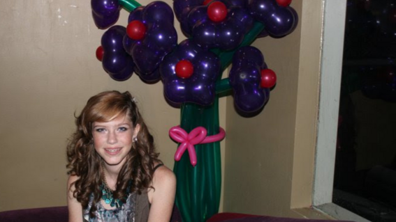 Emily backstage at her performance.
