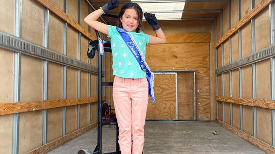 Elaina in cargo truck