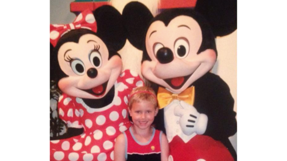 Elizabeth with Minnie and Mickey Mouse