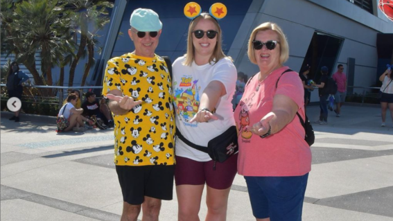 Elizabeth and her parents at Disney present day  