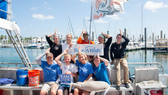 Cole and the shark tagging team in Florida