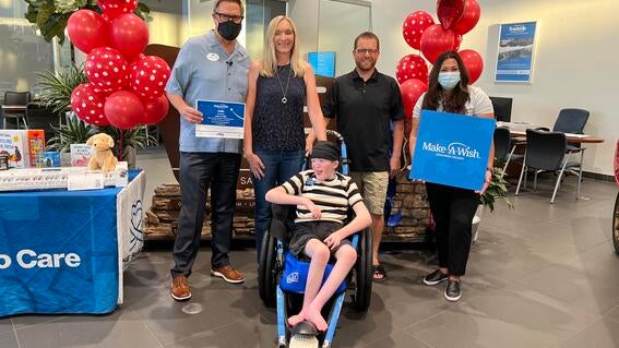 Colin tries out his new all-terrain wheelchair at Subaru of Las Vegas!