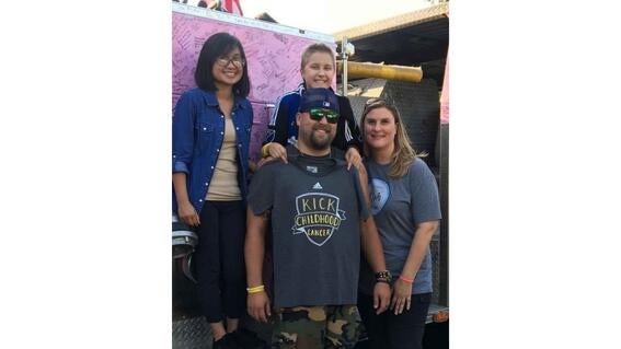 Vincis, wish kid Kyra, wish dad, and Erin