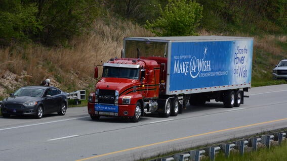 Truck on convoy route 